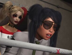 Warm fucky-fucky in jail! Harley Quinn pounds a girl jail